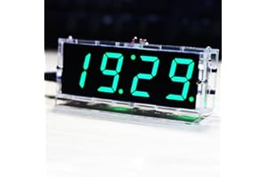 Risegun Kit Elettronico Orologio Fai Da Te, Kit Orologio Digitale a LED a 4 Cifre Visualizza Automaticamente Ora/Temperatura, Funzione di Allarme, Timer (Verde)