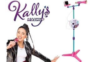 Smoby - Kally's Mashup - Microphone sur Pied - Réglable en Hauteur - 4 Chansons + 4 Mélodies - Lumières Colorées - 520124