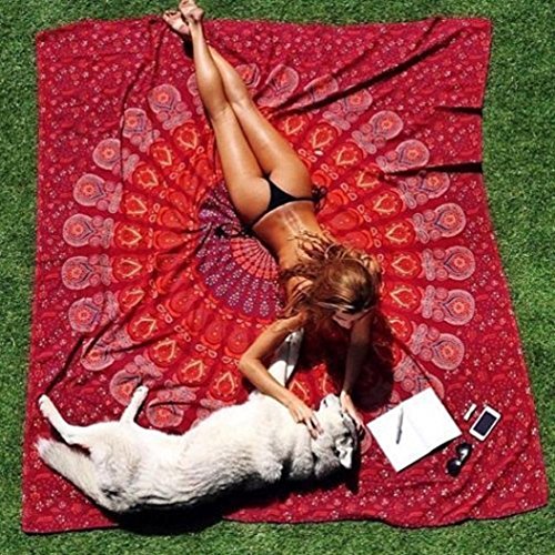 Huihong Frauen Sommer Boho Mandala Strand Handtuch Deckung Bikini Kleid Bademode Kimono Tunika Picknick Serviette - 2