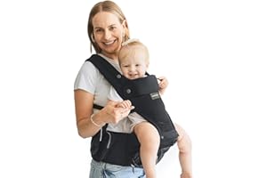Momcozy Marsupio Neonato Ergonomico 2 in 1 con Seduta Rimovibile per il Fianco, Traspirante, Portata Frontale Hands-Free, per Bambini Fino a 20 kg, si Adatta a Girovita Fino a 120 cm