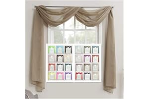 Megachest TAILORED VOILE WINDOW SCARF PELMET (taupe, 56"X118"X1 Panel)