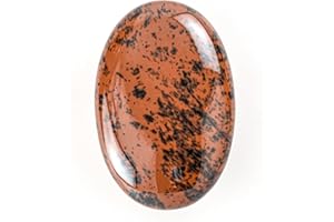 GEMMYDREAM 2.4'' Red Obsidian Healing Crystals Palm Stone Worry Stone, Natural Polished Stone for Massage, Reiki, Stress Relief, and Balancing Meditation Accessories