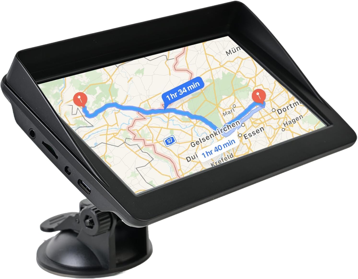 7Inch Sat Nav for Cars & Trucks HD touch screen with UK & Europe maps, HGV routes, lifetime updates, postcode search, speed camera alerts, voice guidance, and POI support for safer, easier navigation