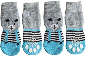 DIIWMME 4 calcetines para perro, protector antideslizante para patas de mascotas, bonitos calcetines de gato y cachorros, calcetines suaves y cómodos para mascotas para interiores y exteriores, perros