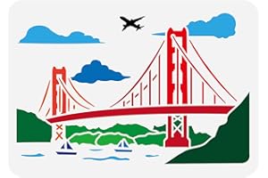 FINGERINSPIRE Golden Gate Bridge Stencil 21 x 29,7 cm, modello a ponte riutilizzabile, per dipingere su mobili in legno