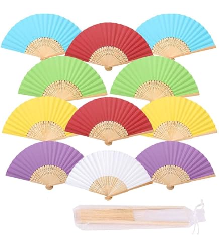 AolKee Lot De 15 éventails Multicolores, 5 Couleurs X 3