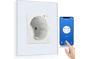 BSEED Enchufe Pared WiFi,Schuko Enchufe inteligente Compatible con Alexa y Google Home,Control de APP y Función de Temporizador,protección de contacto,16A Blanco