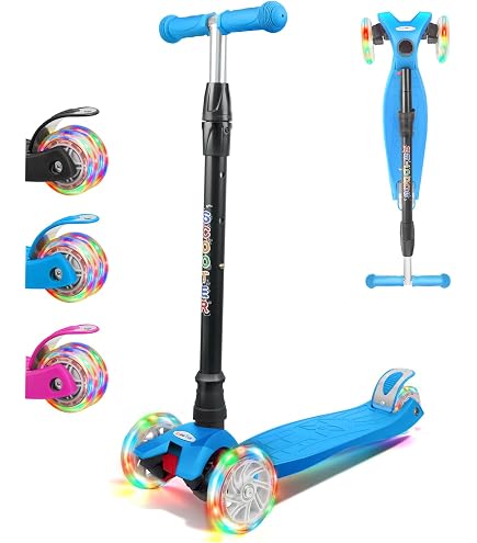 Patinete Apollo Kids Whiz LED De 3 Ruedas – Plegable, Manillar Ajustable Y Luces RGB, Para Niños De 3 A 12 Años