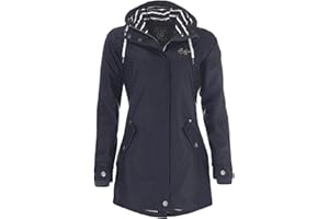 Dry Fashion Damen Regenmantel Kiel - Frauen Regenjacke Damen Jacke mit verstellbarer Kapuze Lang Winddicht Wasserdicht