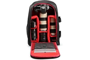 LUVODI Camera Backpack for SLR/DSLR Cameras w/ 16” Laptop Compartment Professional Waterproof Photography Bag Rucksack Lens Flashes Camera Case for Canon, Nikon, Sony and Accessories (Red)