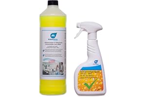 ‎KAISERREIN PROFESSIONAL KaiserRein Küchen- und Kühlschrank-Reiniger Konzentrat 1 L mit Lotus-Effekt + Spray Flasche (optimal für Küchen-Fronten matt und hochglanz)