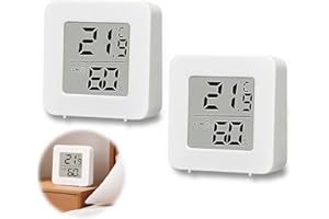 UNILLEA 2 pièces Mini Thermomètre LCD, Hygromètre Numérique, Thermomètre Sans Fil, Mesure de l'Humidité pour Chambre de Bébé, Salon, Bureau, Serre (Blanc)