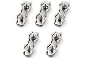 SEERAPHEE M6 Abrazaderas de cable Clip de cuerda de alambre Dúplex de acero inoxidable 304 5 piezas