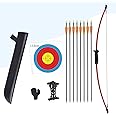 ELONG OUTDOOR Archery Set Recurve Bow and Arrow Set Kids Outdoor Youth Junior Archery Beginner Training for Teen Teams Game Gift (Includes 8 Arrows, Armguard, Quiver, Target Face, Finger Tab)