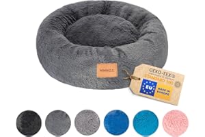 MIMIKO Pets - Cuccia Cane & Gatto | L (60 cm) Grafite | Cuccia Pelosa per Cani Lavabile a forma Ciambella | Cuccia Cane Interno, Cuccia Gatto Interno, Cuscino Gatto, Cucce per Cani da Interno