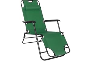 SPRINGOS Tumbona de jardín de Metal, Plegable, para el Tiempo Libre (Verde)