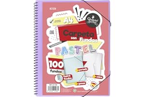 Starplast Carpeta Con Fundas Espiral Flexible - 100 fundas transparentes, A4, cierre elástico, tapa polipropileno, portada personalizable, para uso Escolar y Oficina - color Lila