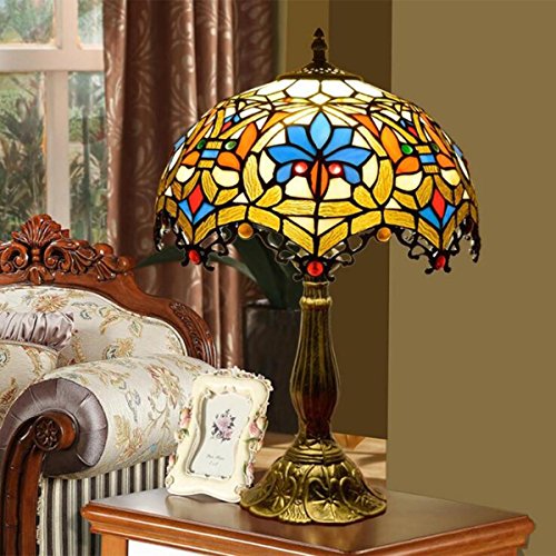 Preisvergleich Produktbild LGHT Europäische Tiffany Farbiges Glas Wohnzimmer Tischlampe Schlafzimmer Restaurant Bar Tischlampe Bett Nachttischlampen, Diameter 30cm