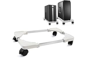 DELONGKE Computer Halterung unter Schreibtisch auf Rollen,Computer Tower Ständer，Pc Ständer Holder Universal Einstellbare Basis von,Kann 25 kg Tragen White