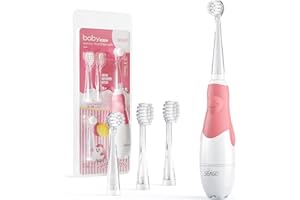 Seago Elektryczna szczoteczka do zębów dla dzieci w wieku od 6 miesięcy do 4 lat dźwiękowa szczoteczka do zębów dla niemowląt ze szczotką LED, wodoodporny inteligentny timer IPX7, SG513 (513 Różowy)