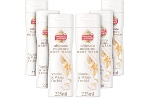 Imperial Leather Ultimate Moisture Vanilla & White Orchid Body Wash, Ultra Rich Lather & Soothing Fragrance, Suitable for Sensitive Skin, Vegan & Cruelty Free (225ml), Multipack 6 x 225ml