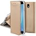 Produktbild Moozy Hülle Flip Case für Samsung J7 2017, Gold - Dünne magnetische Klapphülle Handyhülle mit Standfunktion