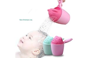 Riveda Baby Dippers Bath Rinse Cup Shampoo Rinser Shower Sprinkler Spoon Bathroom Accessories for Baby Tub Wash Cups Shampoo Rinser with Handle (2PCS)