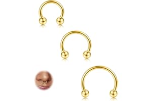 Diamday G23 Titan Anneau de Septum 16G Piercing Nez en Fer à Cheval pour Oreille Hélix Cartilage Sourcil Tragus Lèvres Daith Mamelon Bijoux de Piercing 8 à 12 mm