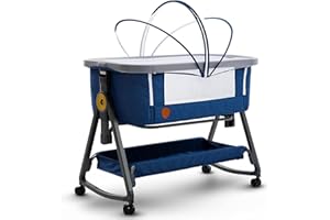 Maydolly Baby Babybetten Beistellbett Tragbar Babybett mit atmungsaktivem Netz und Laken, Verstellbarer Stubenwagen Beistellbett für Kleinkinder Blau