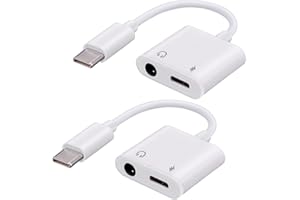 BTFO 2pcs USB C to Aux 3.5mm Headphone Jack and Charger Adapter, Usbc Type C Audio Splitter with 60W Fast Charging for iPhone 16/15 Pro (Max)/15 Samsung Galaxy S24/S23/S22 Ultra iPad Dongle Pixel & More
