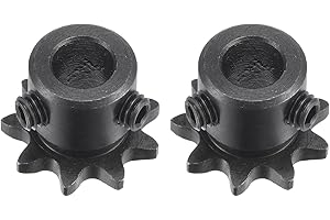 sourcing map #25 Kette Rolle Zahnrad 8mm Bohrung 1/4" Abstand 9 Zahn Einzeln Strand Kette Ritzel C45 Karbonstahl 25 Rolle Kette Ritzel mit Set Schrauben für ISO 04C Kette 2Stk