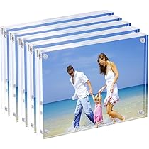 AMEITECH Acryl Fotolijst, Helder, 9 x 13 cm, Dubbelzijdig, Magnetisch, Fotolijst, Desktop Display Zonder Postkaart Frame, Set van 2