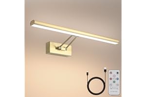 HOWMZON Picture Light, 13.5" Art Light, Picture Light Battery Operated,3CCT Picture Lights for Wall,Wireless Picture Lights with Remote for Wall Display, Photo,Library Brass-Plated