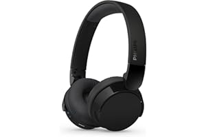 Philips TAH3209BK Casque sans Fil Supra-aural Bluetooth léger, Isolation phonique Passive, 25 Heures d’autonomie, Son Naturel, appels clairs, Basses dynamiques, Recharge en 2 Heures Via USB-C - Noir