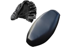 Ashuxxn 2 Pezzi Universale Coprisedile in Pelle per Motocicletta Coprisedile per Ciclismo Moto Impermeabile Coprisella Moto Pelle Impermeabile per La Maggior Parte dei Seggiolini Elettrici per Moto