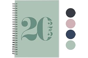 Rileys & Co Planificateur - Agenda Mensuel et Hebdomadaire, Couverture Flexible, Reliure à Double Spirale, Pages de Notes | Calendrier (Français, Allemand) (Vert - Typographique, Allemand)