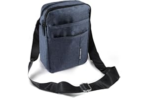 AfitLulu Bolso bandolera para hombre pequeño con 2 bolsillos con cremallera y 3 compartimentos, Oxford resistente al agua, bolso cruzado para hombre, bolso de hombro sencillo con tirantes ajustables