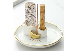 GBKDQQ Porta Incenso 4 in 1 Moon Design - Ciotola in Ceramica per Bastoncini, Coni, Palo Santo e Salvia Bianca - Accessorio per Meditazione