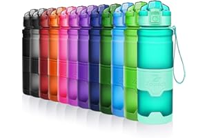 ZOUNICH Sportowa butelka na napoje, bez BPA, tworzywo sztuczne, butelka sportowa dla dzieci, do szkoły, joggingu, na rower, otwieranie jedną ręką, filtr do butelek, szmaragd, 400 ml