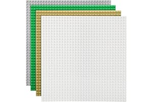 Etarnfly 4 Pack Classic Base Plates,25.5 x 25.5 cm Building Board Baseplates 100% Compatible with All Major Brands,Grey/White/Sand/Green