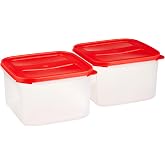 Amazon Brand - Solimo Antimicrobial Square Modular Plastic Storage Container (3 L each) | Stackable | BPA-Free | Air-Tight Flexi Lid | Multipurpose Us