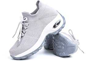 Hitmars Zapatillas Deportivas de Mujer Zapatos Running Fitness Gym Outdoor Sneaker Casual Mesh Transpirable Comodas Rojas Calzado Azul Negro Azul Rosa Caqui Blanca Talla 35-44