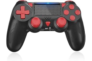 Lapezei P-S4 Wireless Controller, Dual Vibration Game Controller Joystick mit Turbo und 3,5 mm Audio-Buchse/LED/Touchpad, kompatibel mit P-S4/Pro/Slim/PC – Schwarz