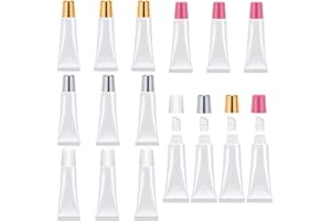 Mozeat Lens 16 contenitori vuoti per lucidalabbra, 15 ml, contenitore da viaggio, contenitore per campioni, dispenser vuoto, bottiglia di plastica da riempire, per gel doccia, lucidalabbra, balsamo