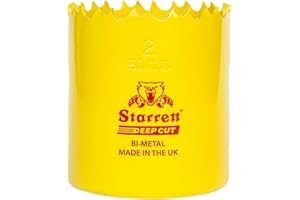 Starrett Deep Cut Hole Saw - DCH0114 Heavy Duty Bi-Metal with Extra Cobalt HSS Teeth - For Metals Wood Cast Iron Fibreglass Plastic Materials - 32mm