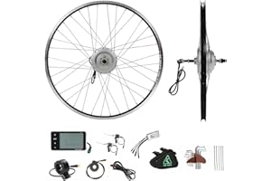 YOSE POWER 36V350W E-Bike Brushless Moteur Kit de Conversion Roue Arrière Libre 26 Pouces Argentée Convient au V ou Discque Frein