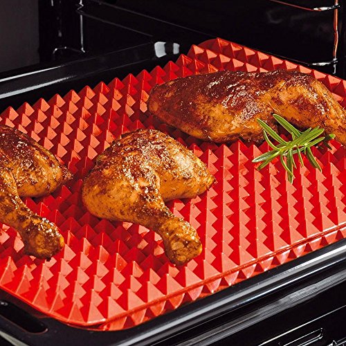 Collory Silikon-Backmatte mit Pyramiden-Noppen | Wiederverwendbare Backunterlage für Backblech | Antihaftend | Hitzebeständig bis 240°C | Größe ca. 40 x 28 x 1.2 cm | Fettarm und gesund kochen | Lebensmittelecht (BPA-frei) - 3