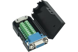 YIOVVOM DB15Adapter D-SUB DB15 VGA Hembra 3Row 15Pin a Terminal Breakout Board Conectores con caja
