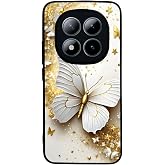 BG AKSESUAR Xiaomi Redmi Note 15 Pro ile Uyumlu Yaldız &Ccedil;i&ccedil;ek Desenli, Mat Siyah, Yumuşak Silikon, Şok Emici Koruyucu Kılıf