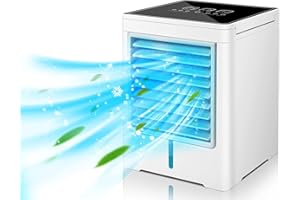 AUIFFER Klimaanlage Mobil, 470ml Wassertank Mini Ventilator Leise mit 3 Geschwindigkeiten, 3-in-1 USB Mobile Klimaanlage, Persönlich Luftkühler mit Timerfunktion, geeignet für Haus, Zimmer und Büro